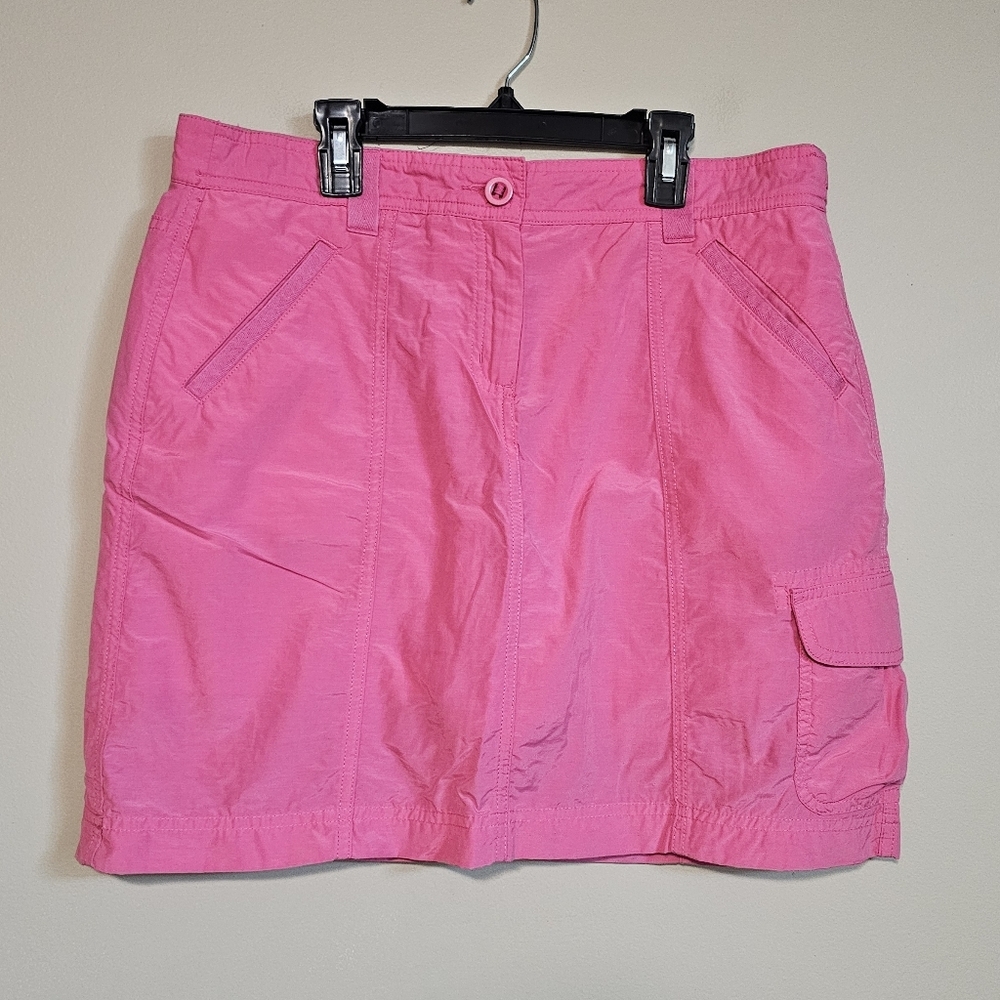 Lands End Cargo Skort Women's Size 10 Pink Elastic Waist Stretch Casual Beach